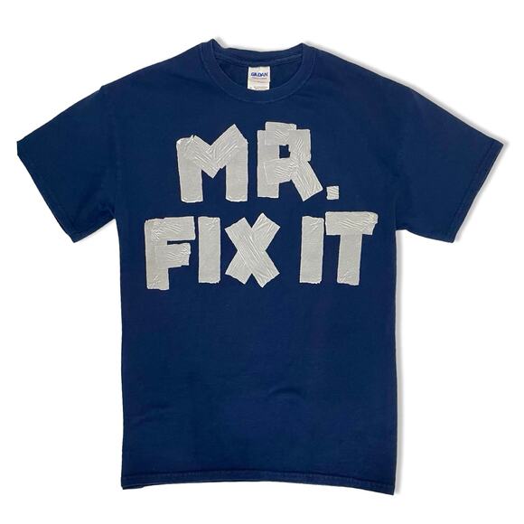 Gildan Mr Fix-It Men’s M Navy Blue Funny Graphic Tee Holiday Gift - Picture 1 of 6